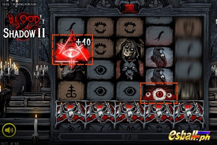 Blood & Shadow 2: Collect 20 energy to reach Level 1 and trigger Free Spins.