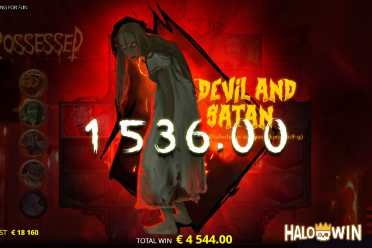 Bet 88 pesos and win 1,536 pesos on Possessed slot Big Win.