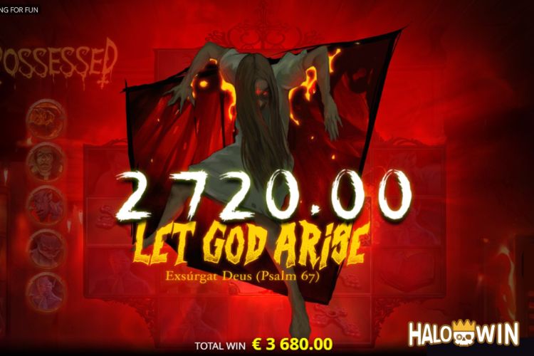 Bet 88 pesos and win 2,720 pesos on Possessed slot Big Win.