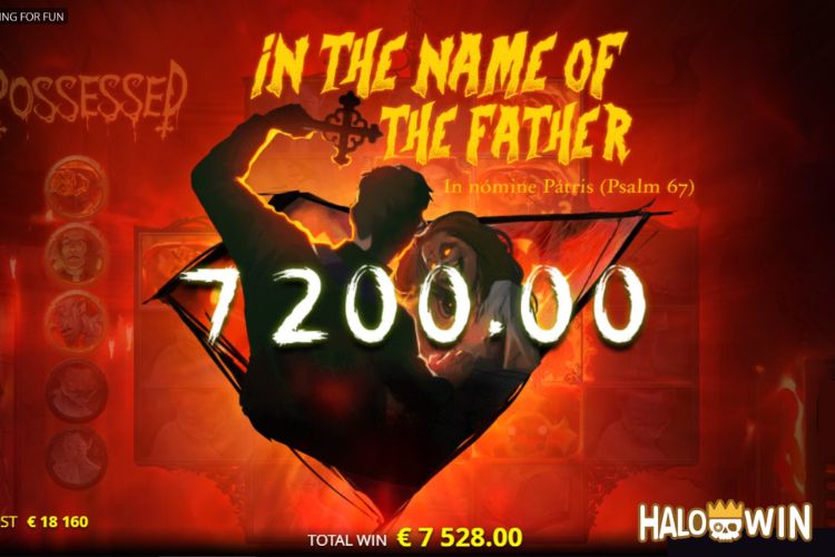 Bet 88 pesos and win 7,200 pesos on Possessed slot Big Win.