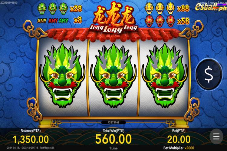Bet 20 pesos and win 560 pesos on Nextspin Long Long Long Big Win.