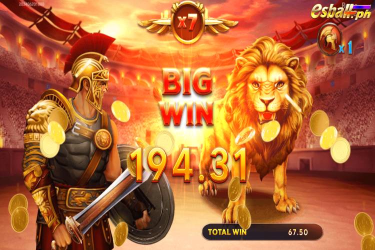 Bet 15 pesos and win 194 pesos on Nextspin Roma Big Win.