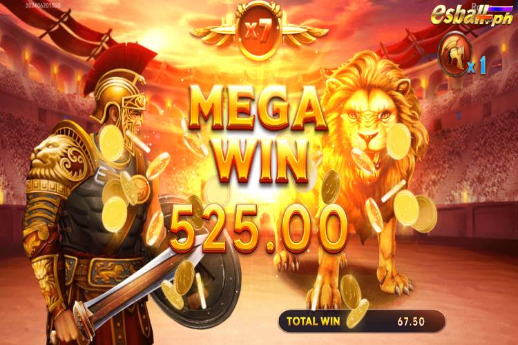 Bet 15 pesos and win 525 pesos on Nextspin Roma Mega Win.