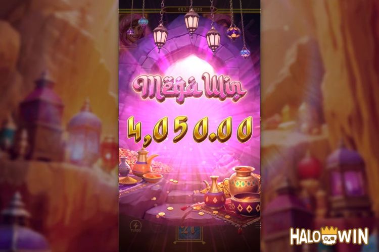 Bet 180 pesos and win 4,050 pesos on Alibaba's Cave of Fortune Big Win.