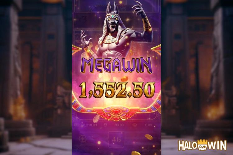 Bet 90 pesos and win 1,552.5 pesos on Anubis Wrath Big Win.