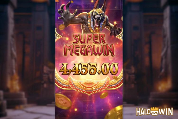 Bet 90 pesos and win 4,455 pesos on Anubis Wrath Big Win.