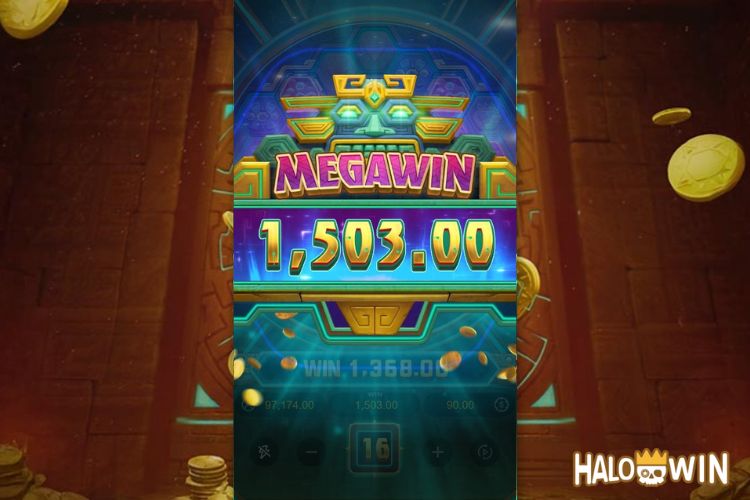 Bet 90 pesos and win 1,503 pesos on Azteca Legacy Big Win.