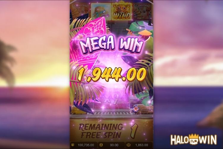 Bet 90 pesos and win 1,944 pesos on Bali Vacation Big Win.