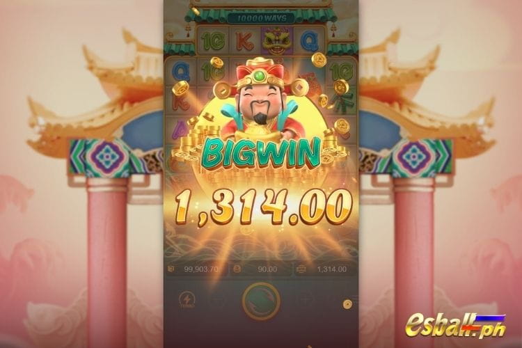 Bet 90 pesos and win 1314 pesos on PG Caishen Wins Big Win!