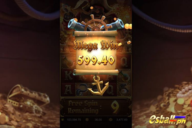 Bet 36 pesos and win 599.4 pesos on Captain's Bounty PG Slot Big Win!