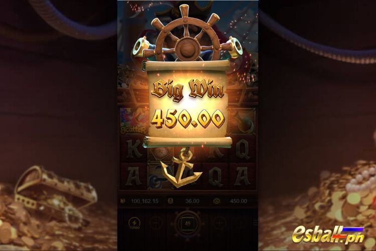Bet 36 pesos and win 450 pesos on Captain's Bounty PG Slot Big Win!