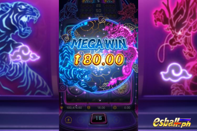 Bet 18 pesos and win 180 pesos on Dragon Tiger Luck Big Win.