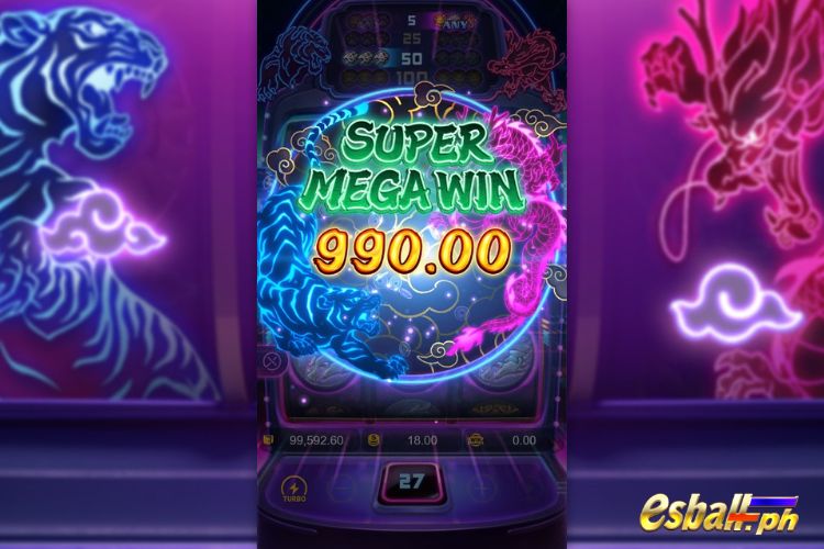 Bet 18 pesos and win 990 pesos on Dragon Tiger Luck Big Win.