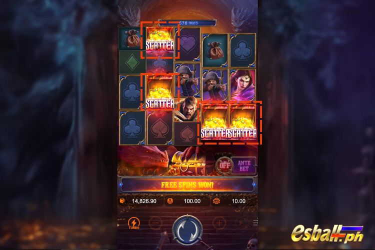 4+ Scatters trigger the Free Spins feature.