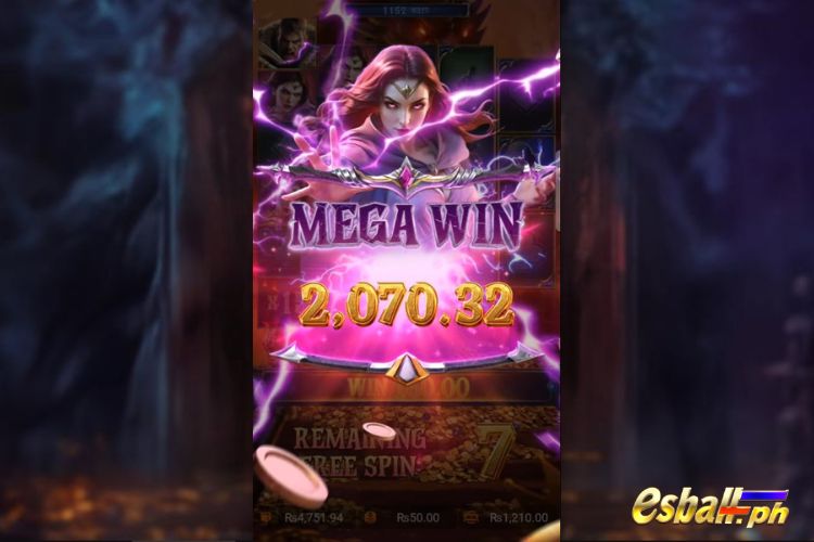 Bet 50 pesos and win 2,070 pesos on Dragon's Treasure Quest Big Win.