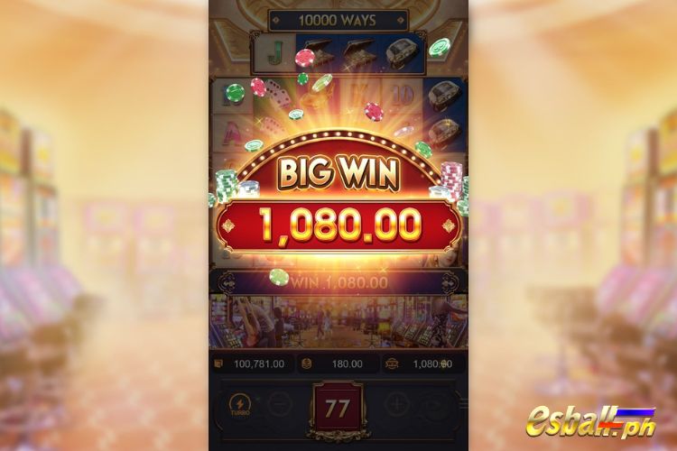 Bet 180 pesos and win 1,080 pesos on Dreams Of Macau Big Win.