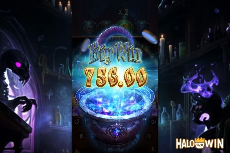 Bet 90 pesos and win 756 pesos on Forbidden Alchemy Big Win.