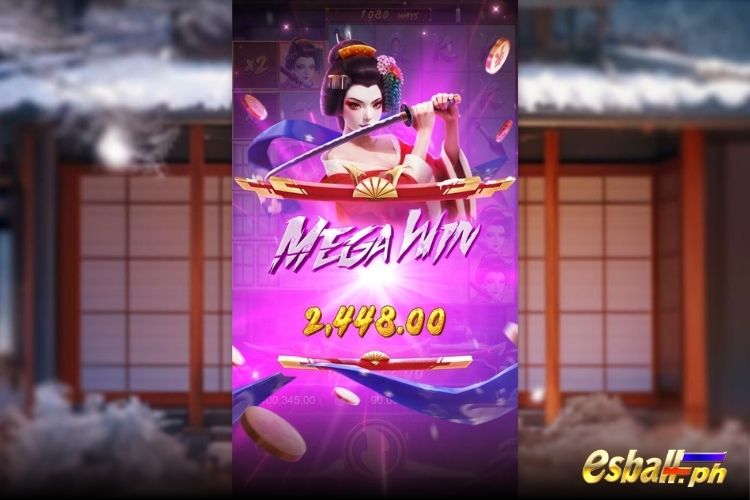 Bet 90 and get a big win 2,448 in the PG Geisha's Revenge.