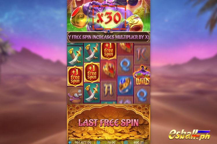 Genie's 3 Wishes Free Spins Game