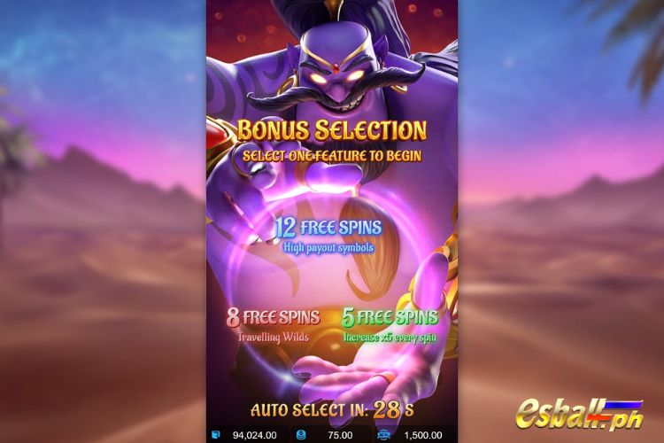 Genie's 3 Wishes Free Spins Game