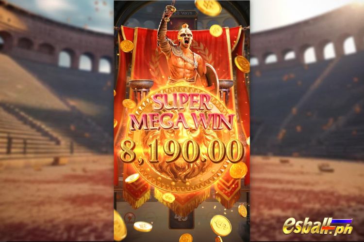 Bet 180 pesos and win 8,190 pesos on Gladiator's Glory Big Win.