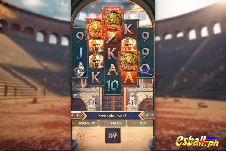 Gladiator's Glory Free Spins Feature