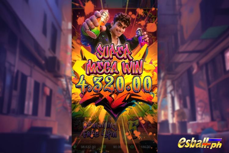 Bet 90 pesos and win 4,320 pesos on Graffiti Rush Big Win.