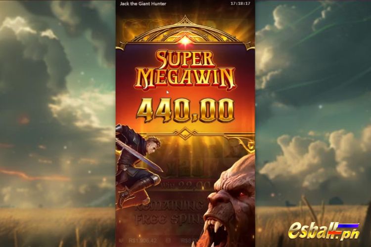 Bet 1 pesos and win 440 pesos on Jack The Giant Hunter Big Win.