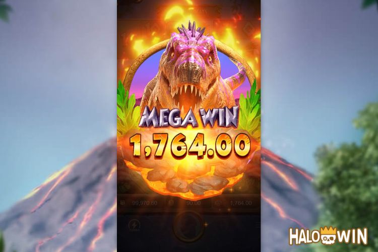 Bet 90 pesos and win 1,764 pesos on Jurassic Kingdom Big Win.
