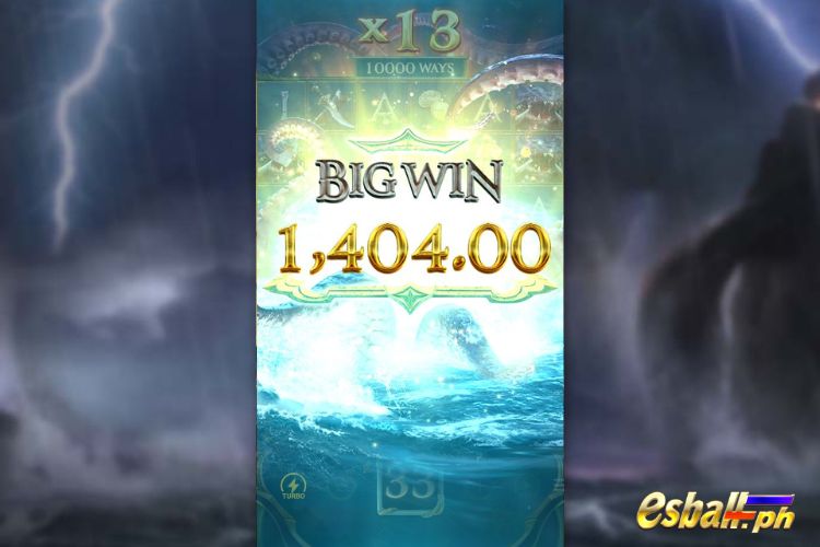 Bet 180 pesos and win 1,404 pesos on Legend Of Perseus Big Win.