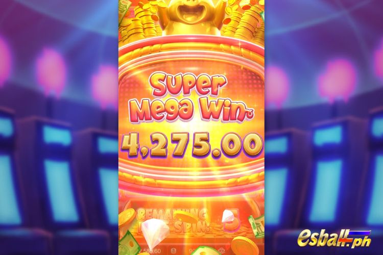 Bet 90 pesos and win 4,275 pesos on PG Lucky Piggy Big Win.