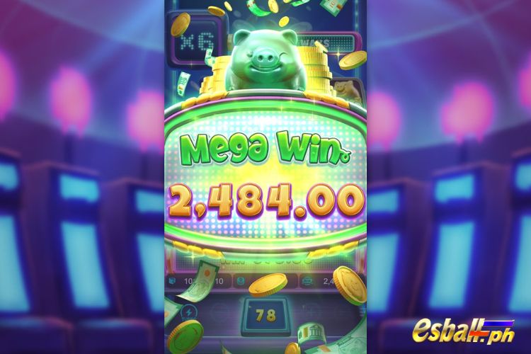 Bet 90 pesos and win 2,484 pesos on PG Lucky Piggy Big Win.