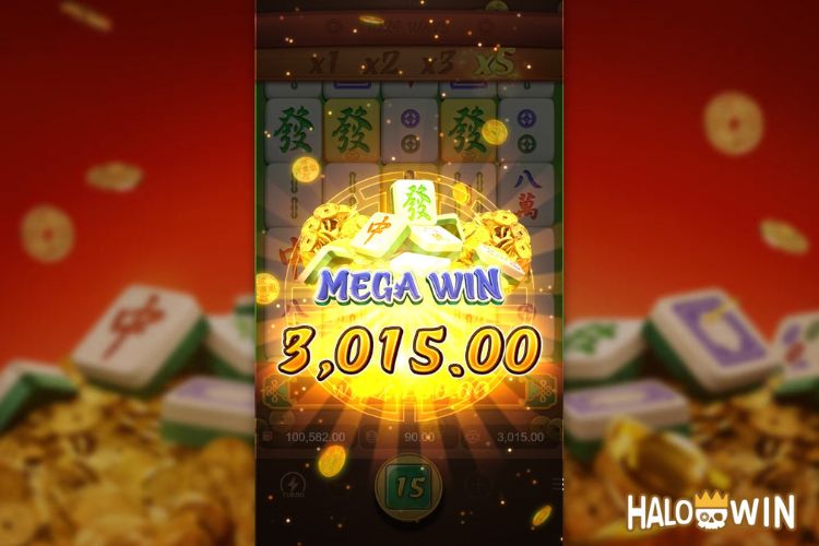 Bet 90 pesos and win 3,015 pesos on Mahjong Ways Big Win.