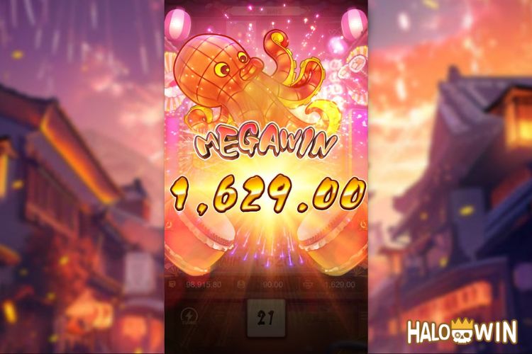 Bet 90 pesos and win 1,629 pesos on Oishi Delights Big Win.