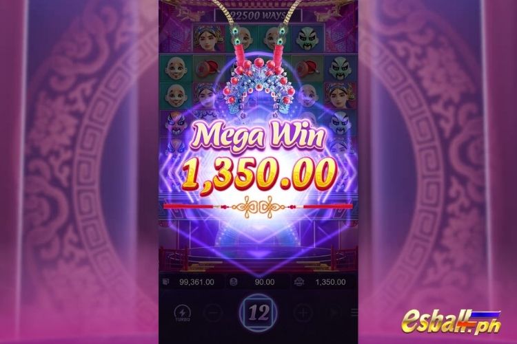Bet 90 pesos and win 1,350 pesos on Opera Dynasty Big Win.