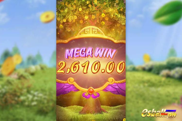 Bet 90 pesos and win 2,610 pesos on PG Prosperity Fortune Tree Big Win.