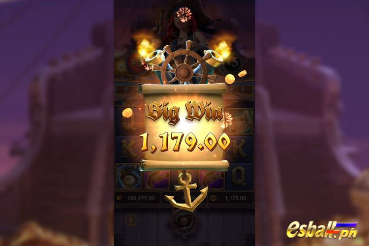 Bet 90 pesos and win 1,179 pesos on PG Queen Of Bounty Big Win.