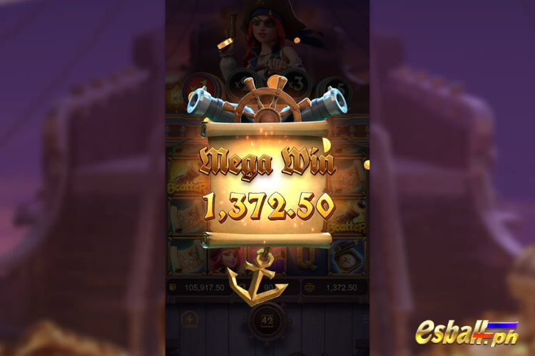Bet 90 pesos and win 1,372.5 pesos on PG Queen Of Bounty Big Win.