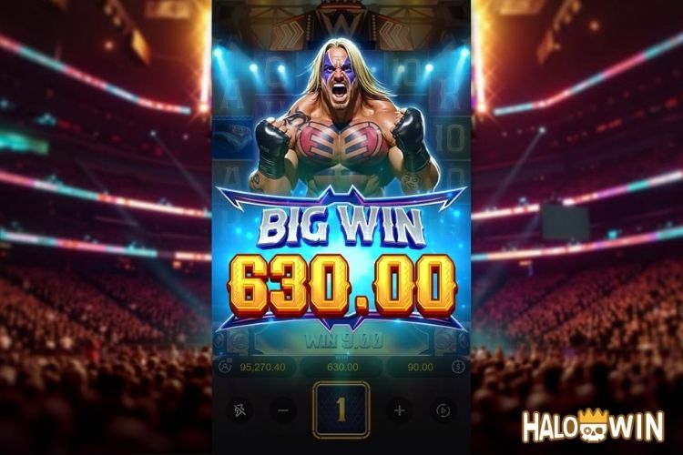 Bet 90 pesos and win 630 pesos on Reel Royale Showdown Big Win.