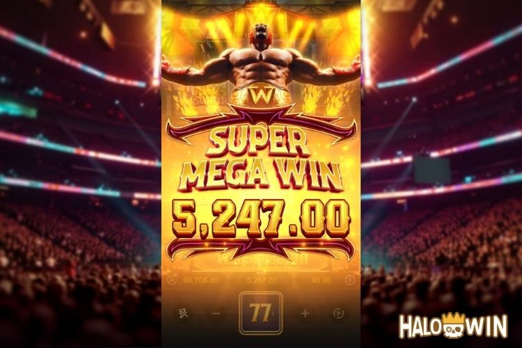 Bet 90 pesos and win 5,247 pesos on Reel Royale Showdown Big Win.