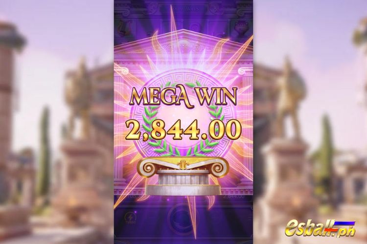 Bet 90 pesos and win 2,844 pesos on PG Rise Of Apollo Big Win.