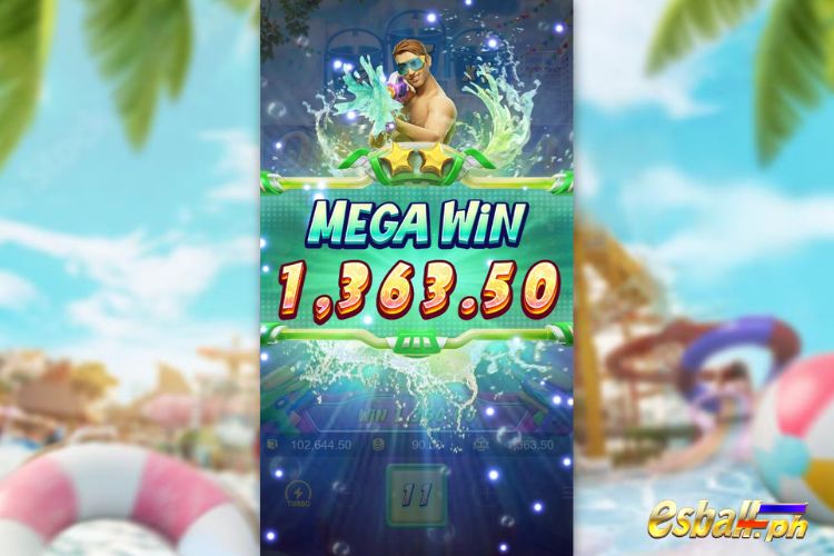 Bet 180 pesos and win 1,363.5 pesos on Songkran Splash Big Win.