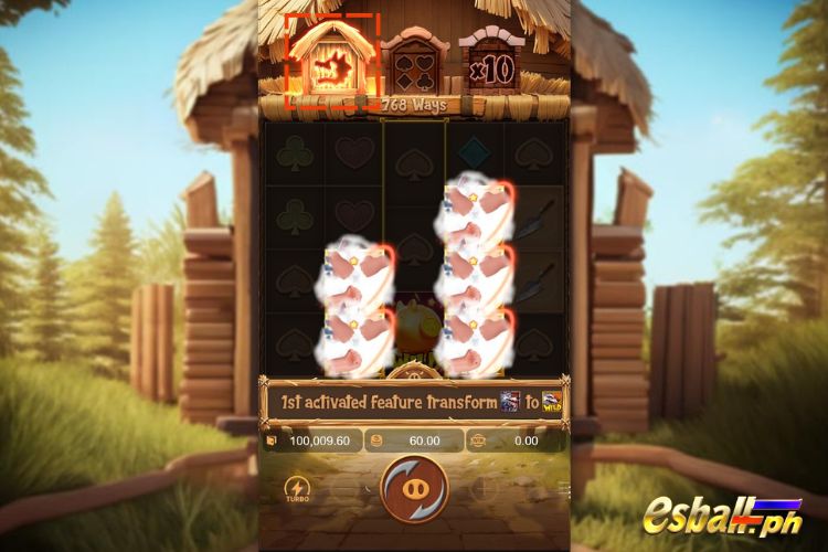 PG Three Crazy Piggies Slot Features - Wild Symbol in Reel 3