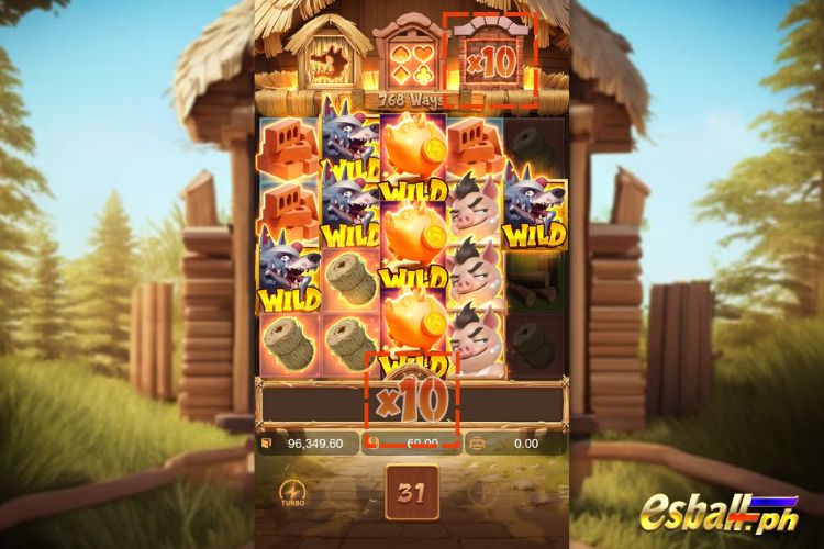 PG Three Crazy Piggies Slot Features - Wild Symbol in Reel 3