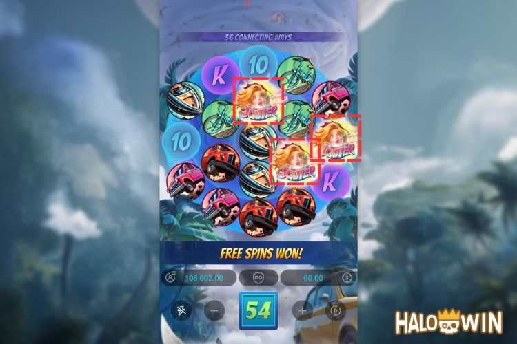 Landing 3 Scatter symbols awards 8 Free Spins