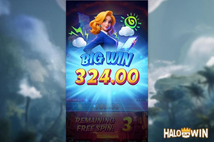 Bet 60 pesos and win 324 pesos on Tornado Rampage Big Win.