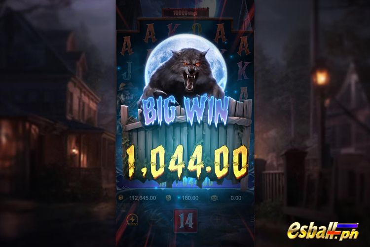 Bet 180 pesos and win 1,044 pesos on Werewolf's Hunt Big Win.