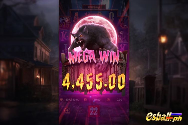Bet 180 pesos and win 4,455 pesos on Werewolf's Hunt Big Win.