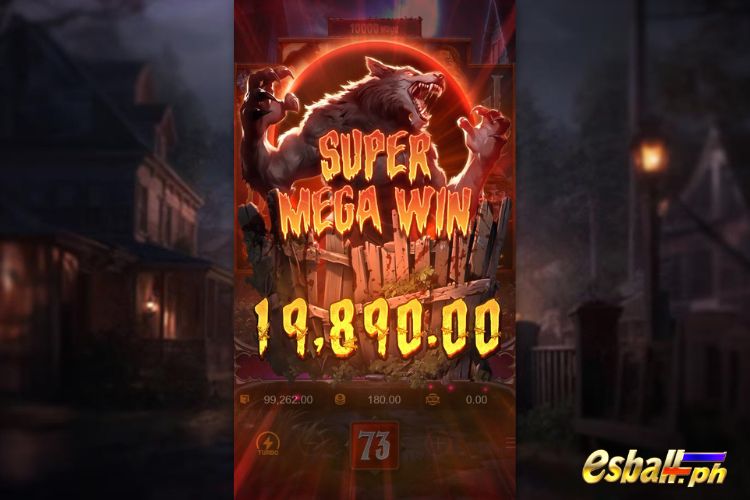 Bet 180 pesos and win 19,890 pesos on Werewolf's Hunt Big Win.