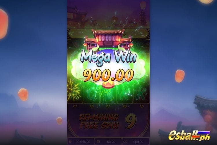 Bet 60 and get a big win 900 in the PG Soft Wild Fireworks.